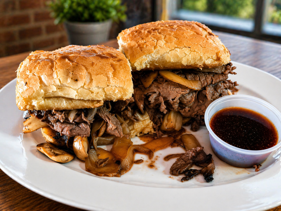 Shaved Prime Rib Sandwich with Mushrooms and Onions