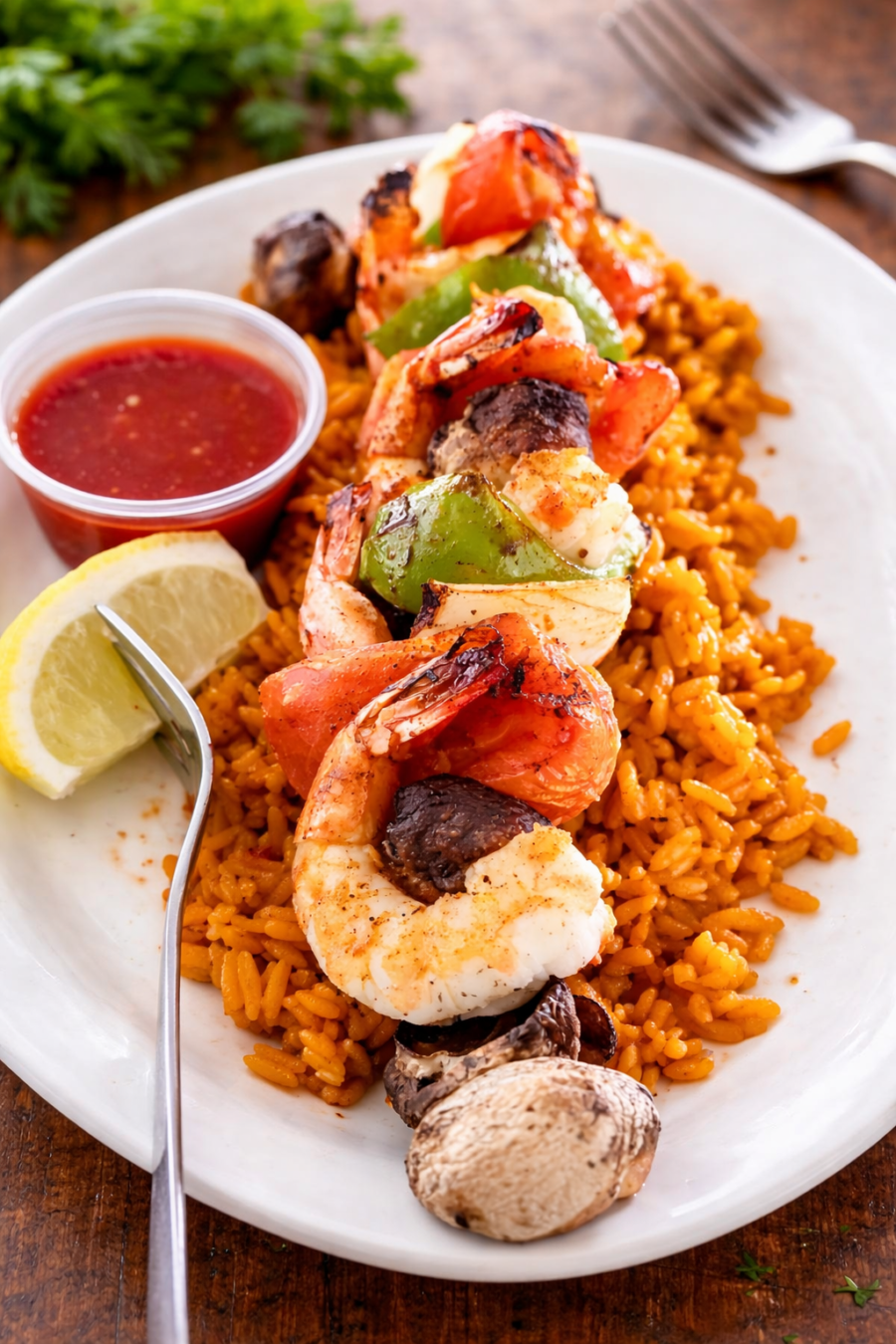 Shrimp Brochette (Skewer) over Rice