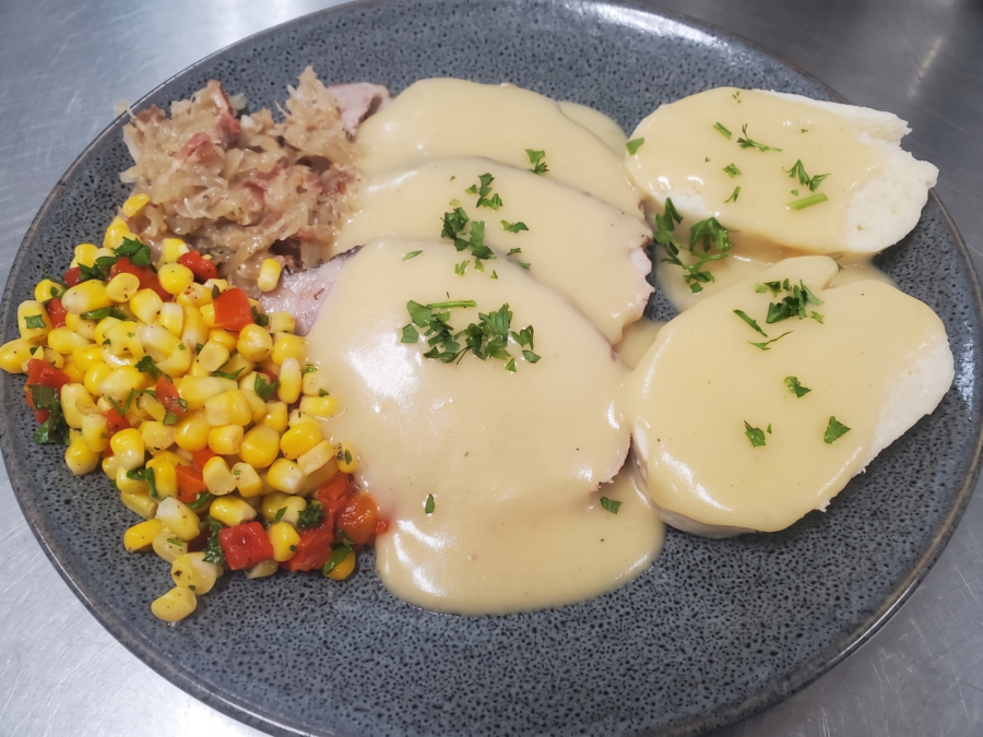 Roast Pork with Dumplings and Saurkraut